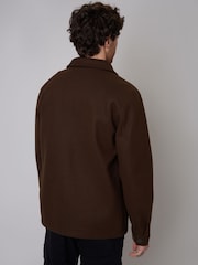 Threadbare Dark Brown Button Down Collared Shacket - Image 2 of 5