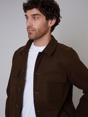 Threadbare Dark Brown Button Down Collared Shacket - Image 4 of 5