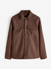 Threadbare Dark Brown Button Down Collared Shacket - Image 5 of 5