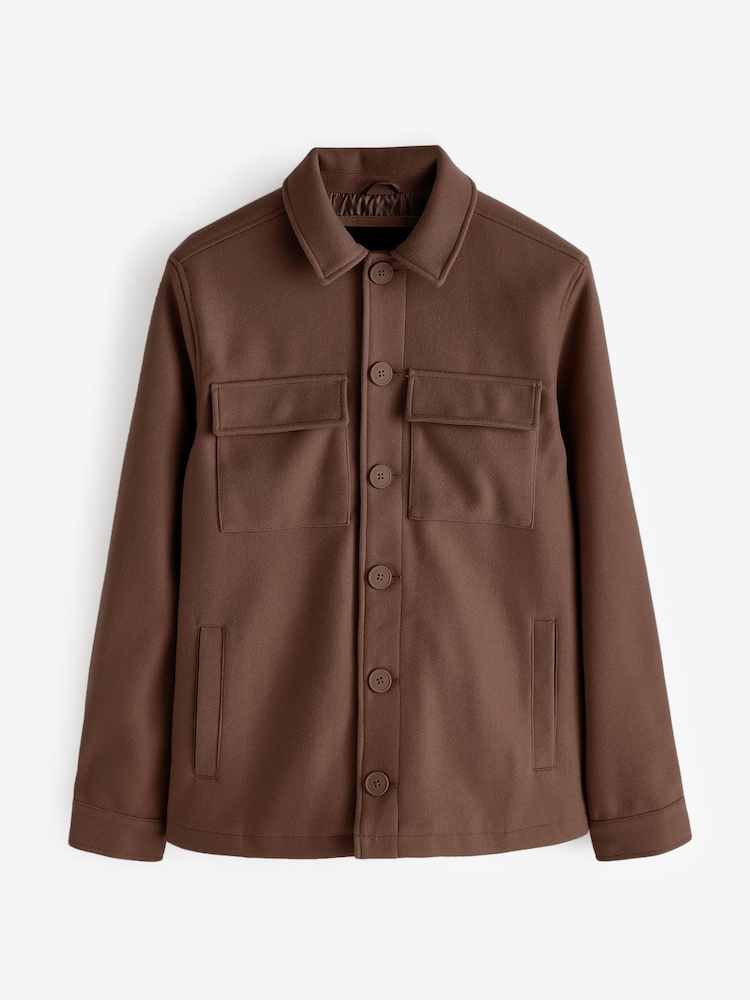 Threadbare Dark Brown Button Down Collared Shacket - Image 5 of 5