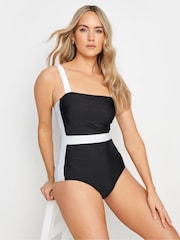 Long Tall Sally Black LTS Tall Black & White Colourblock Swimsuit - Image 1 of 4