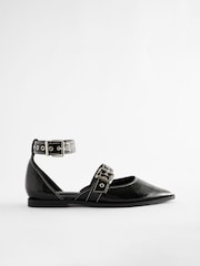 Black Forever Comfort® Patent Eyelet Point Toe Shoes - Image 5 of 10