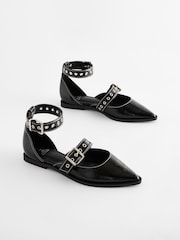 Black Forever Comfort® Patent Eyelet Point Toe Shoes - Image 6 of 10