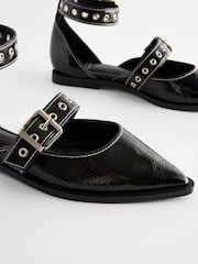 Black Forever Comfort® Patent Eyelet Point Toe Shoes - Image 7 of 10