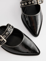 Black Forever Comfort® Patent Eyelet Point Toe Shoes - Image 8 of 10