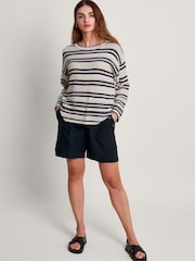 Monsoon Natural 100% Cotton Sarah Stripe Jumper - Image 3 of 5