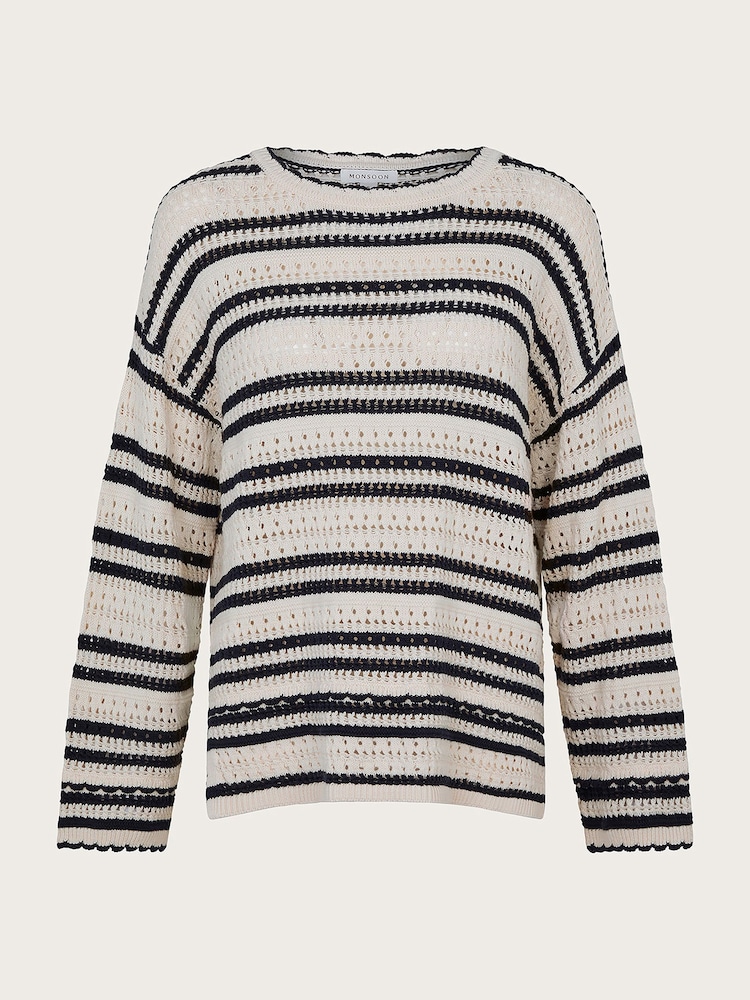 Monsoon Natural 100% Cotton Sarah Stripe Jumper - Image 5 of 5 Monsoon Natural 100% Cotton Sarah Stripe Jumper - Image 5 of 5