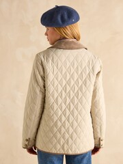 Joules Quinn Stone Showerproof Diamond Quilted Coat - Image 2 of 9