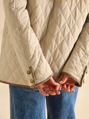 Joules Quinn Stone Showerproof Diamond Quilted Coat - Image 7 of 9