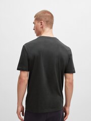 BOSS Dark Grey Large Mesh Chest Logo 100% Cotton T-Shirt - Image 2 of 5