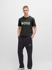 BOSS Dark Grey Large Mesh Chest Logo 100% Cotton T-Shirt - Image 3 of 5