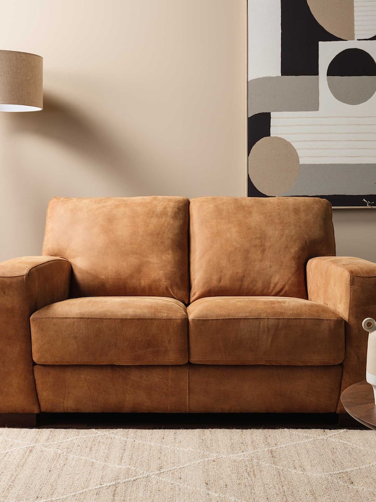 Barker and Stonehouse Brown Kansas Leather Loveseat - Image 1 of 7
