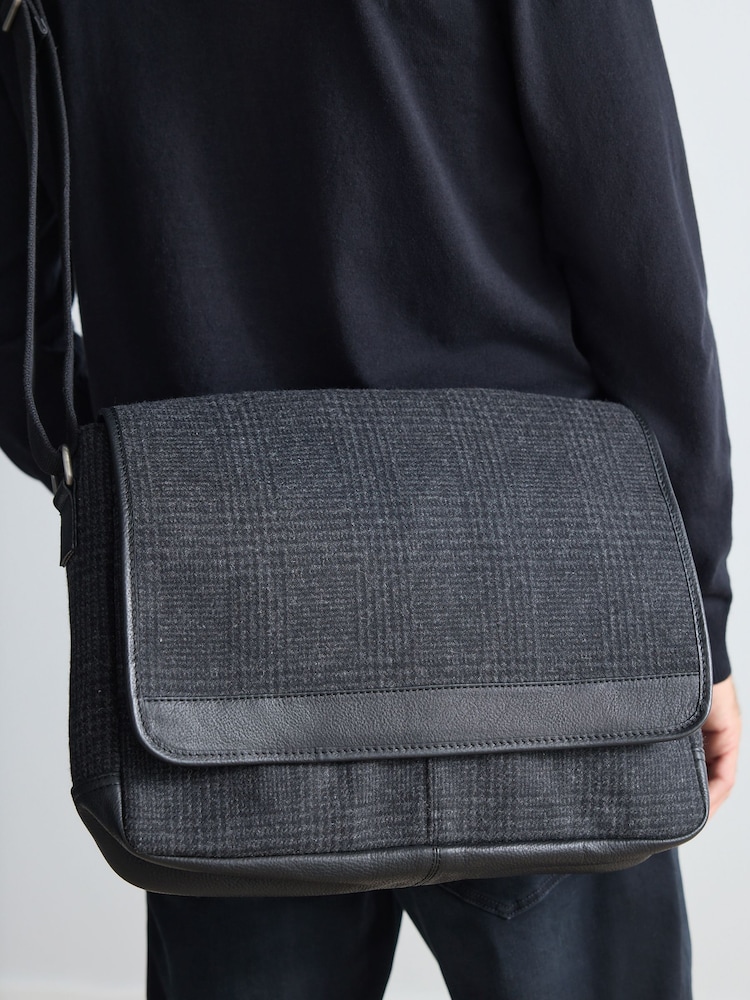 Black Monochrome Check Messenger Bag - Image 2 of 2