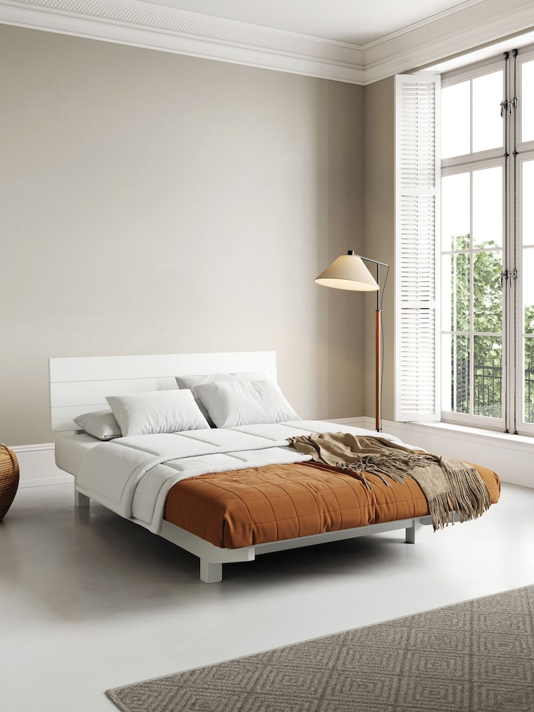 Get Laid Beds White Floating Space Saver Solid Wood Bed - Image 1 of 2
