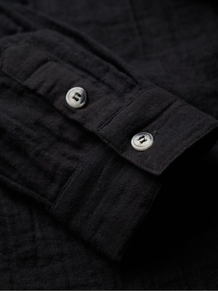 Superdry Black 100% Cotton Longline Beach Shirt - Image 6 of 6 Superdry Black 100% Cotton Longline Beach Shirt - Image 6 of 6