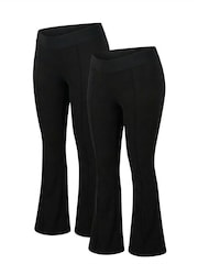 Seraphine Black Flare Underbump Cotton Rib Leggings 2 Pack - Image 4 of 4