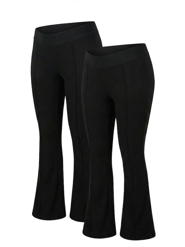 Seraphine Black Flare Underbump Cotton Rib Leggings 2 Pack - Image 4 of 4 Seraphine Black Flare Underbump Cotton Rib Leggings 2 Pack - Image 4 of 4
