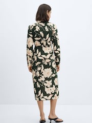 Mango Black Linen Floral Print Dress - Image 2 of 7