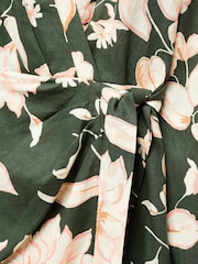 Mango Black Linen Floral Print Dress - Image 7 of 7