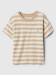Gap Beige Stripe Cotton Graphic Pocket Short Sleeve Crew Neck Baby T-Shirt (Newborn-5yrs) - Image 1 of 1