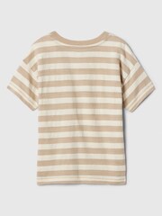 Gap Beige Stripe Cotton Graphic Pocket Short Sleeve Crew Neck Baby T-Shirt (Newborn-5yrs) - Image 2 of 2