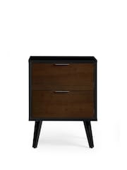 Julian Bowen Black Alba 2 Drawer Bedside Table - Image 1 of 4