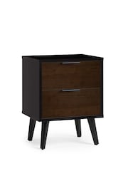 Julian Bowen Black Alba 2 Drawer Bedside Table - Image 2 of 4