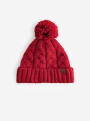 Red Cable Knit Pom Hat (1-16yrs) - Image 1 of 3
