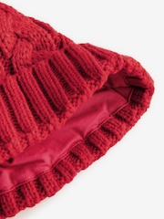Red Cable Knit Pom Hat (1-16yrs) - Image 2 of 3