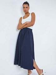 Roman Blue 100% Cotton Poplin Pocket Skirt - Image 1 of 5