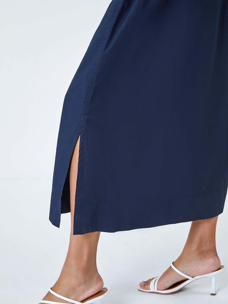 Roman Blue 100% Cotton Poplin Pocket Skirt - Image 5 of 5