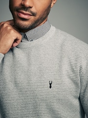 Navy Cable/Charcoal Gingham Mock 100% Cotton Shirt Jumper 2 Pack - Image 5 of 9