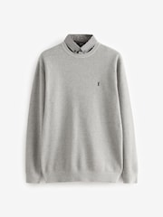 Navy Cable/Charcoal Gingham Mock 100% Cotton Shirt Jumper 2 Pack - Image 7 of 9