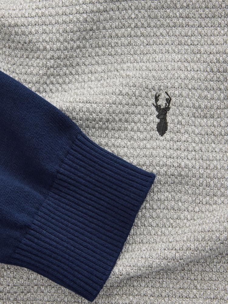 Navy Cable/Charcoal Gingham Mock 100% Cotton Shirt Jumper 2 Pack - Image 9 of 9