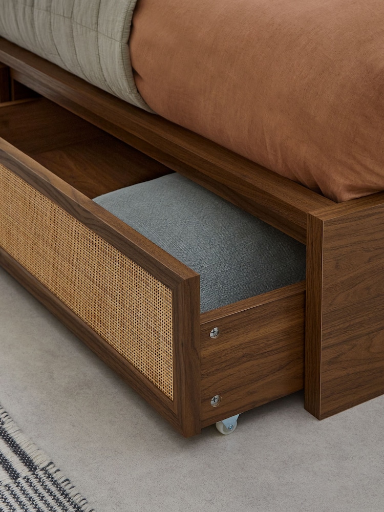 MADE.COM Dark Oak Effect Pavia Rattan Platform Storage Bed - Image 3 of 3