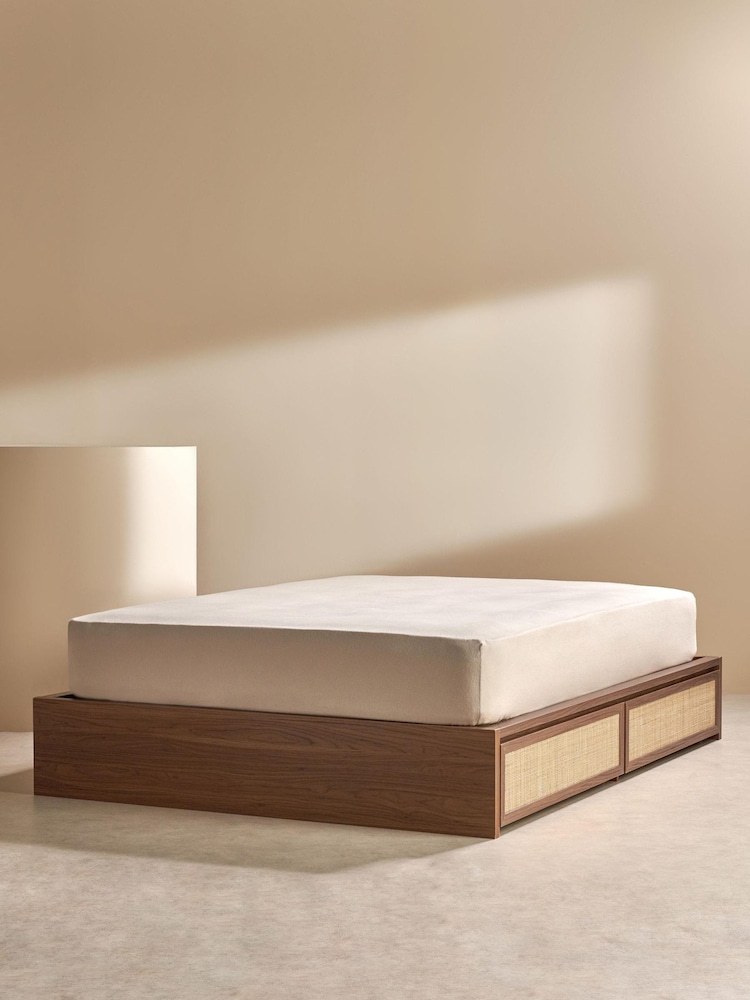 MADE.COM Dark Oak Effect Pavia Rattan Platform Storage Bed - Image 4 of 4