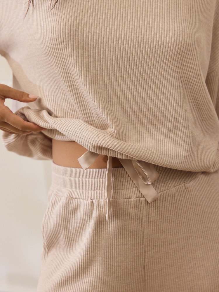 Ecru Ribbed Knitlook Lounge Top - Image 5 of 5