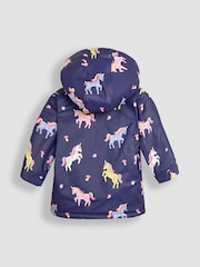 JoJo Maman Bébé Navy Unicorn Hooded Cosy Lined Waterproof Jacket - Image 2 of 4