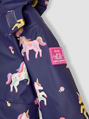 JoJo Maman Bébé Navy Unicorn Hooded Cosy Lined Waterproof Jacket - Image 4 of 4