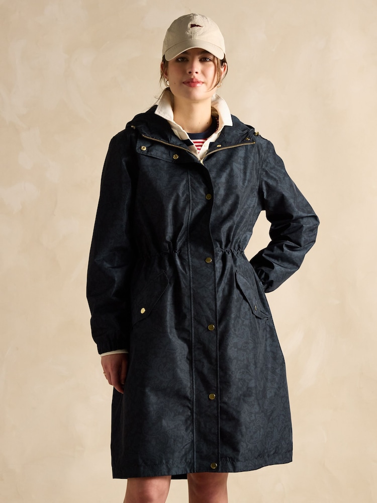 Joules Holkham Navy Blue Waterproof Packable Raincoat With Hood - Image 3 of 10