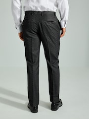 Grey Regular Fit Textured Tuxedo Suit Trousers - Image 2 of 4