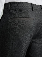 Grey Regular Fit Textured Tuxedo Suit Trousers - Image 4 of 4