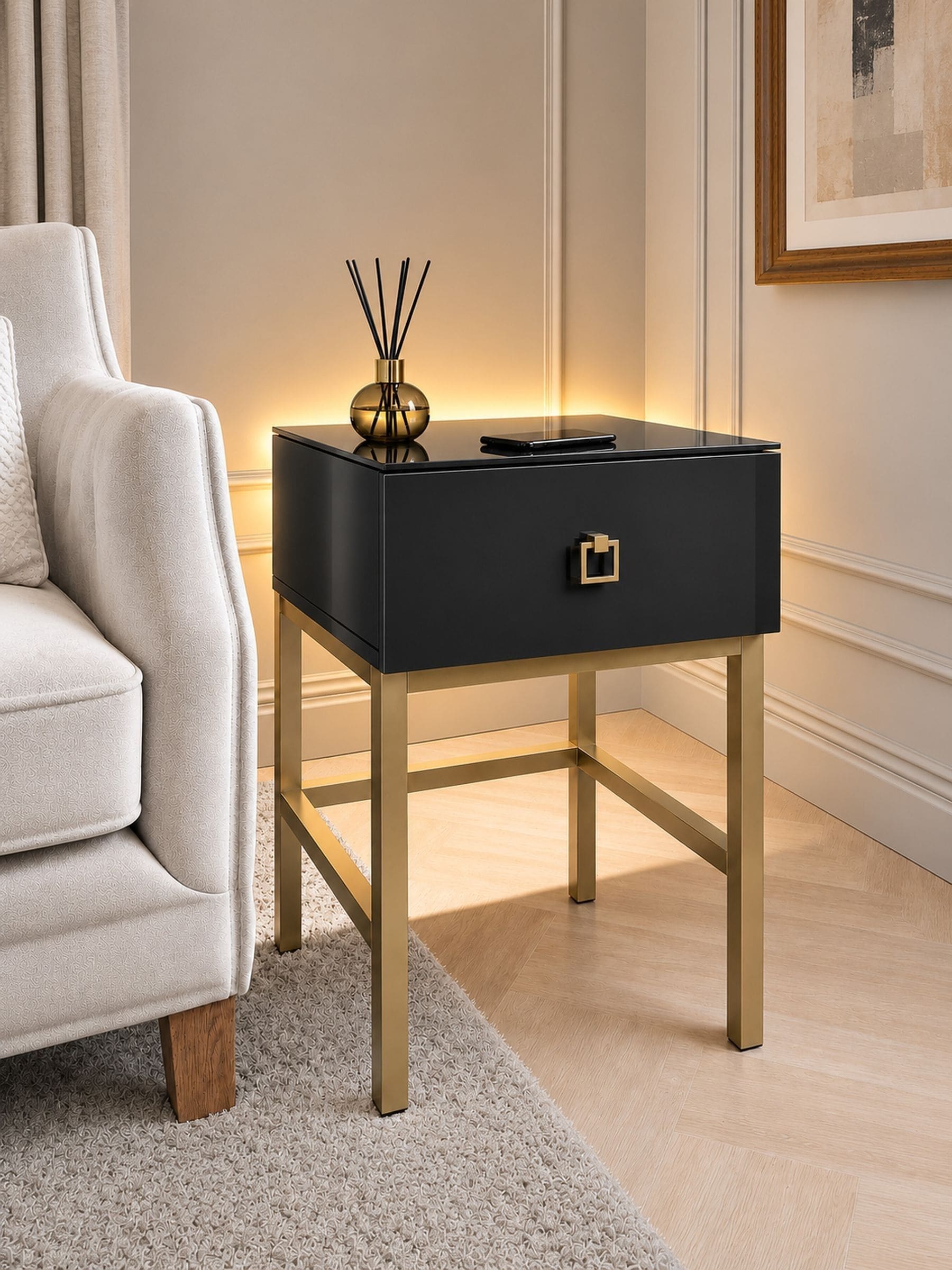 Frank Olsen Furniture Onyx/Black Frank Olsen Lyra Lamp/Side Table - Midnight - Image 2