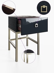 Frank Olsen Midnight Black Lyra SMART One Drawer Side Table - Image 4 of 9