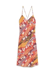 Superdry Red 100% Cotton Printed Midi Slip Cami Dress - Image 4 of 6