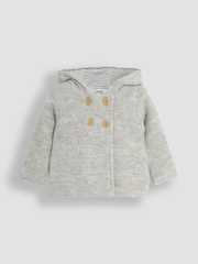 JoJo Maman Bébé Grey Marl Bear Hooded Baby Cardigan - Image 1 of 3
