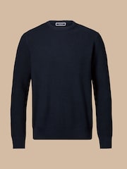 Charles Tyrwhitt Blue Combed 100% Cotton Rib Crew Neck Jumper - Image 3 of 5