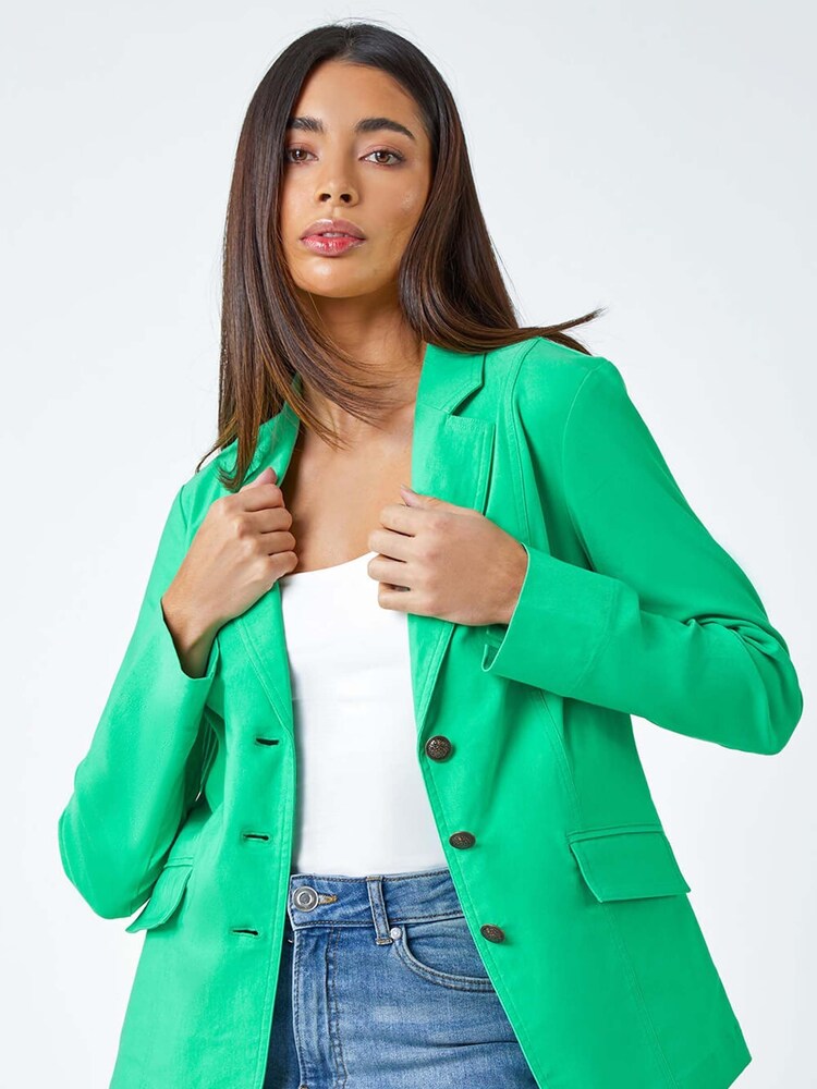 Roman Green Button Detail Stretch Blazer - Image 1 of 5