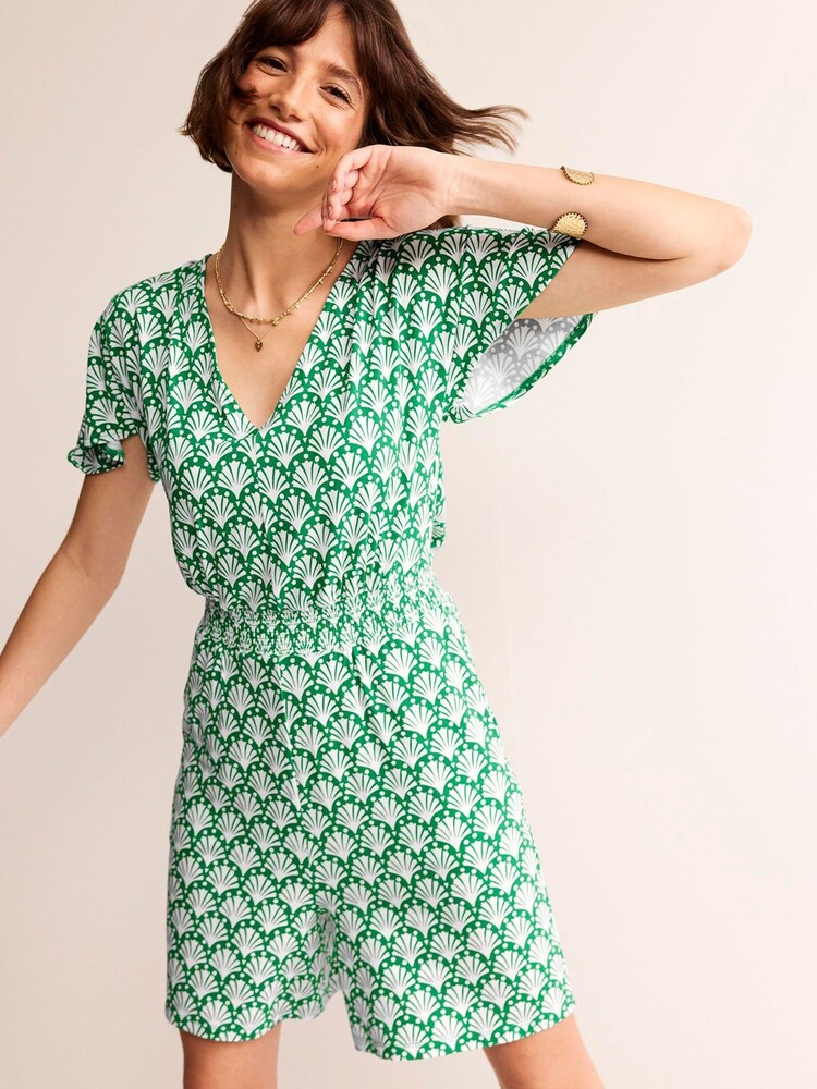 Buy Boden Green Smocked Jersey Playsuit from the Next UK online shop