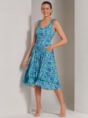 Jolie Moi Blue Floral Printed Midi Sundress - Image 4 of 6